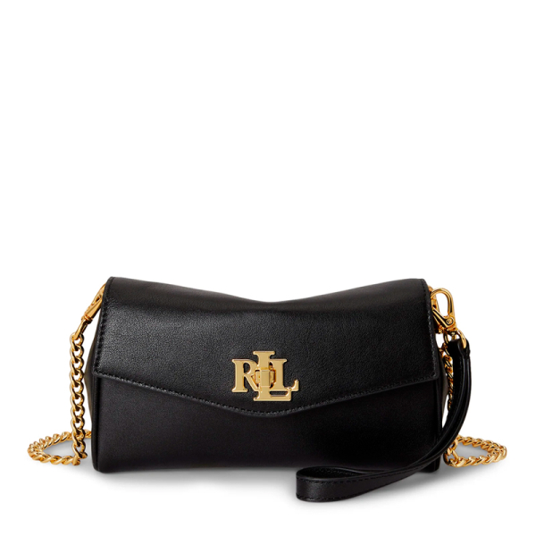 Ralph Lauren Pochette dragonne en cuir nappa avec fermoir tourniquet - UNICAN Noir- Ref 212 €